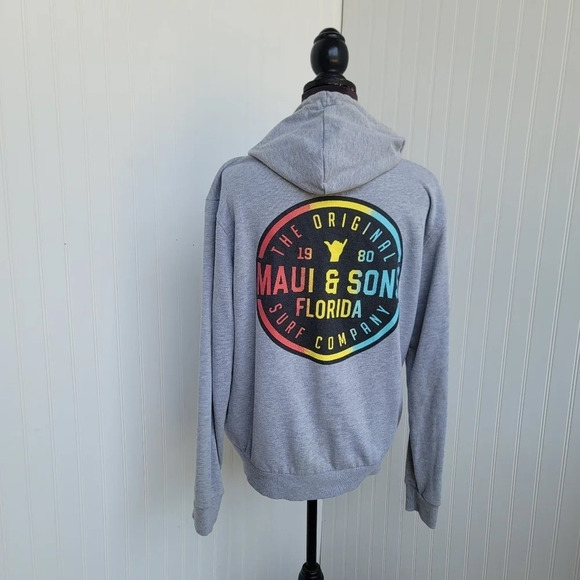 Maui and Sons Florida Surf Company Women's Gray Pullover Hoodie Sweatshirt S - Picture 5 of 9